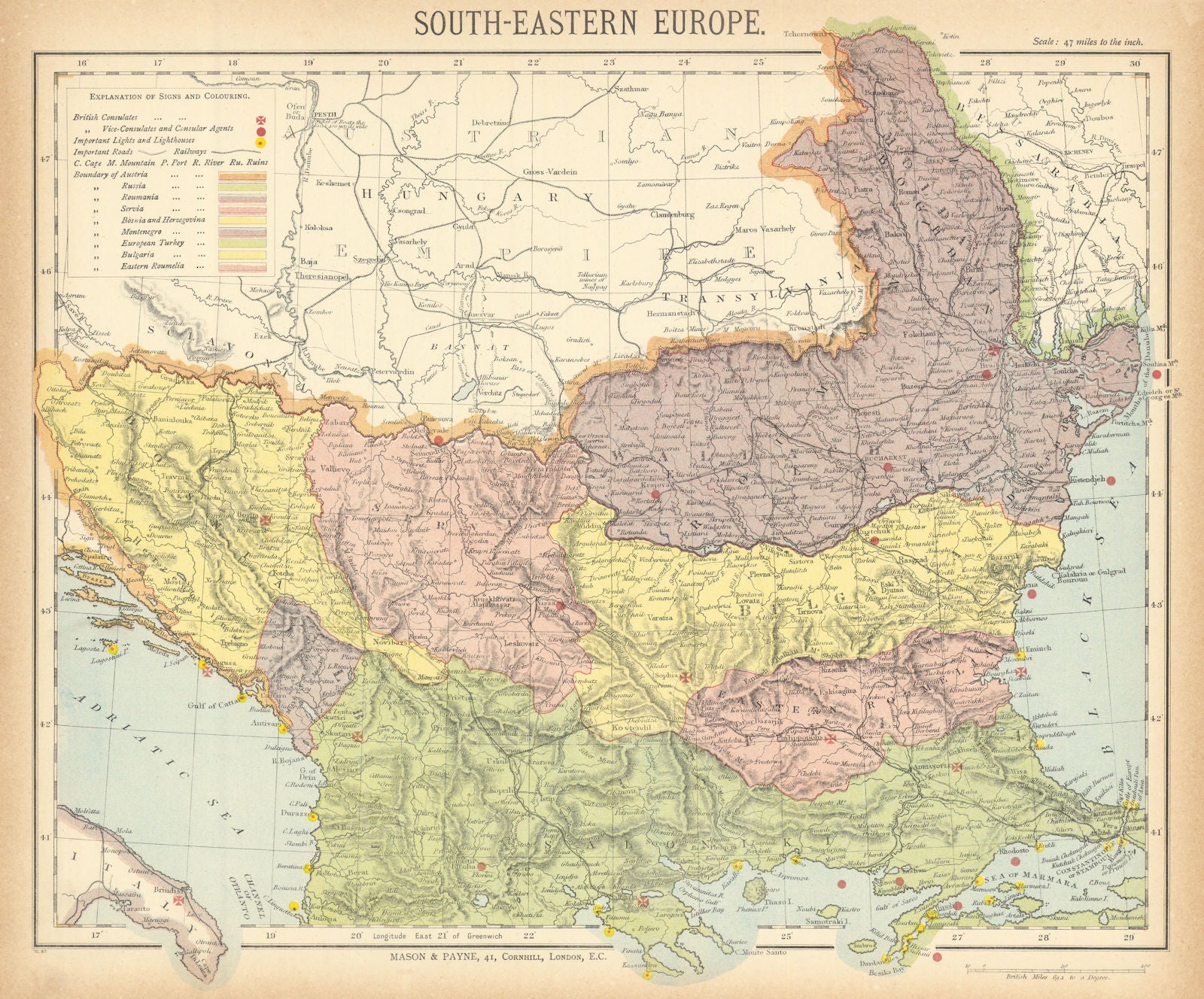 BALKANS. Wallachia Moldavia Eastern Roumelia N Greece. Railways. LETTS 1892 map